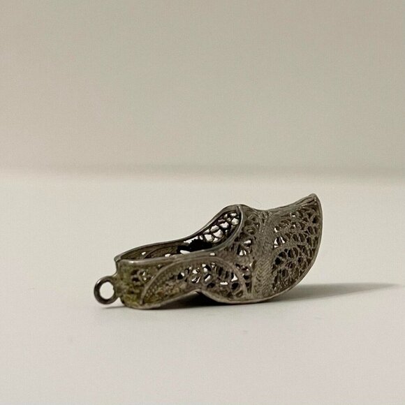 Vintage Shoe Clog Charm Filigree Pendant - Picture 4 of 14